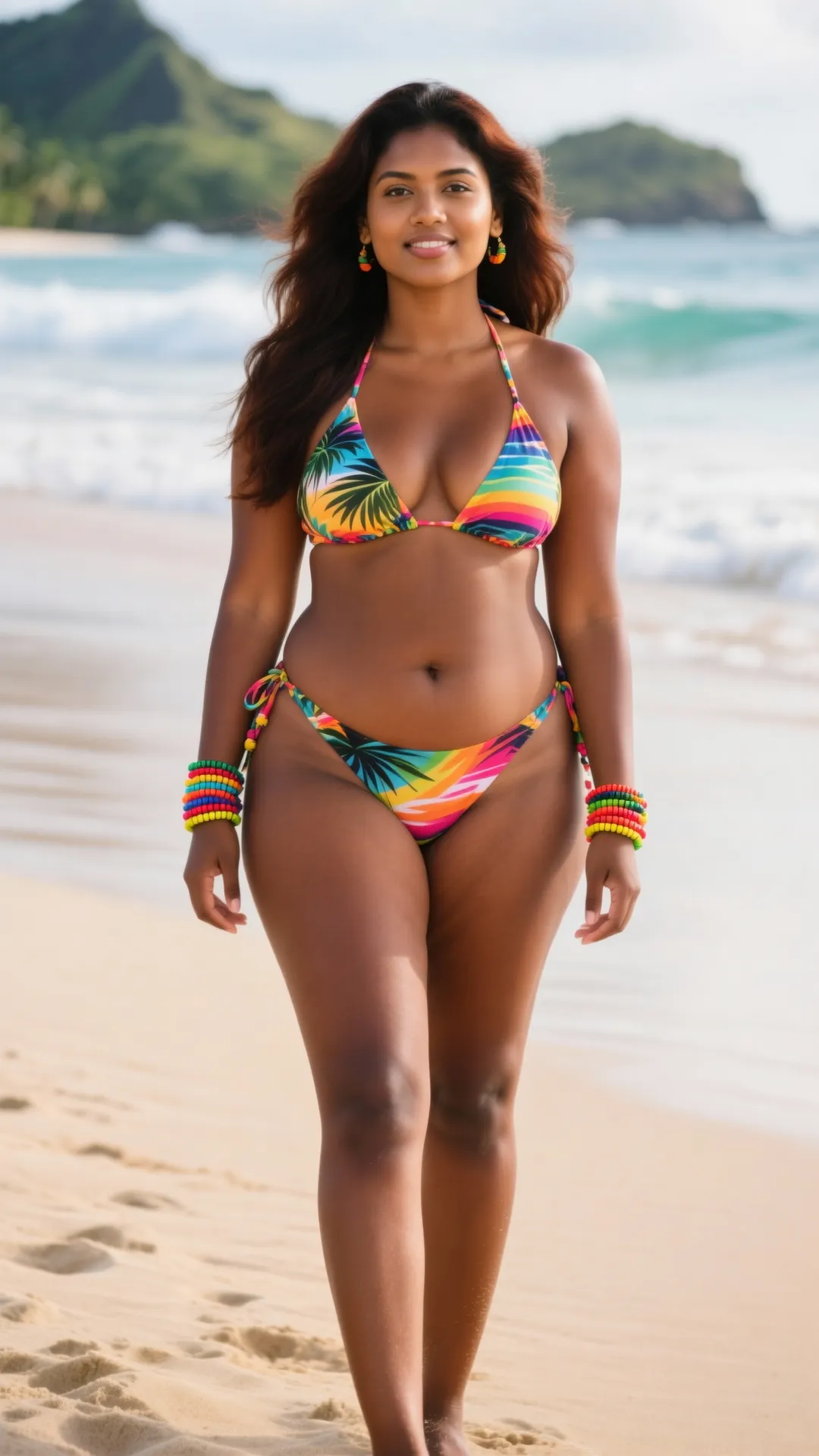Curvy Pacific Island Girl on the beach.